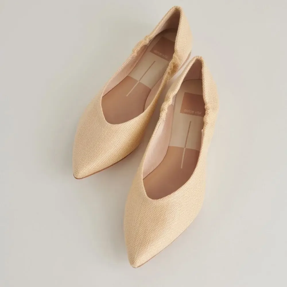 Women's Dolce Vita Tan Woven Pointed Toe Ballet Flat Shoes Size 7.5 NWOT